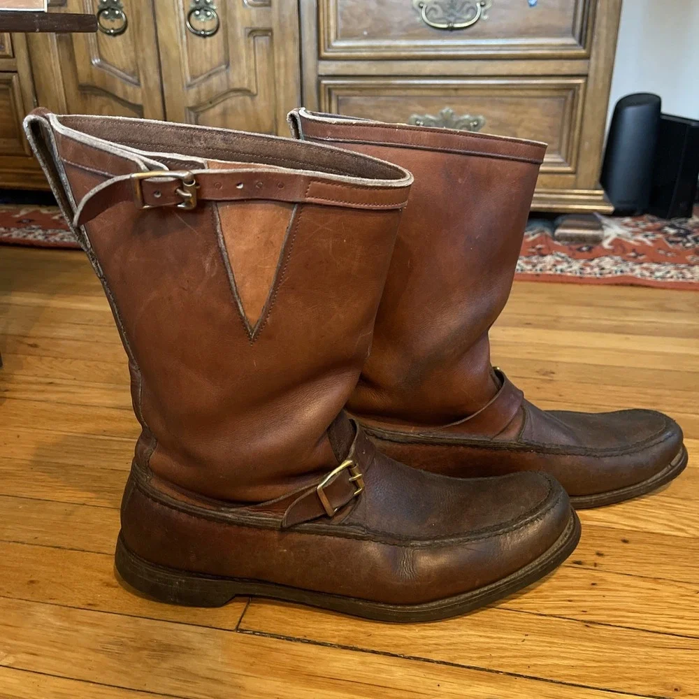 Vintage Men's Gokey Classic Bison Boot Hunting Snake Boots Brown Bison Leather